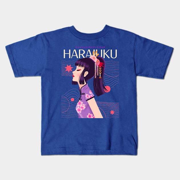 harajuku Girl Japan Japanese Kids T-Shirt by Tip Top Tee's